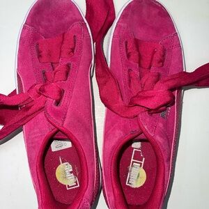 Puma Hot Pink Suede Lace-Up Sneakers